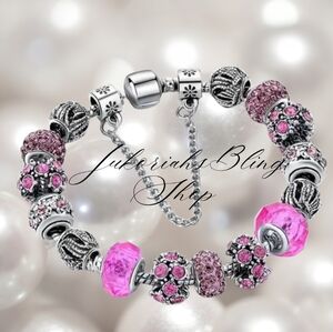 Pink Love Womens Charm Bracelet